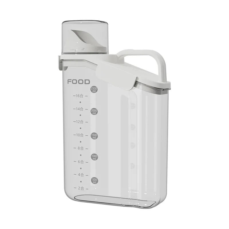 2500ml Portable Airtight Grain Storage Container for Cereal Grain Pet Dry Food & Rice with Measuring Cup-for Food Storage & Preservation